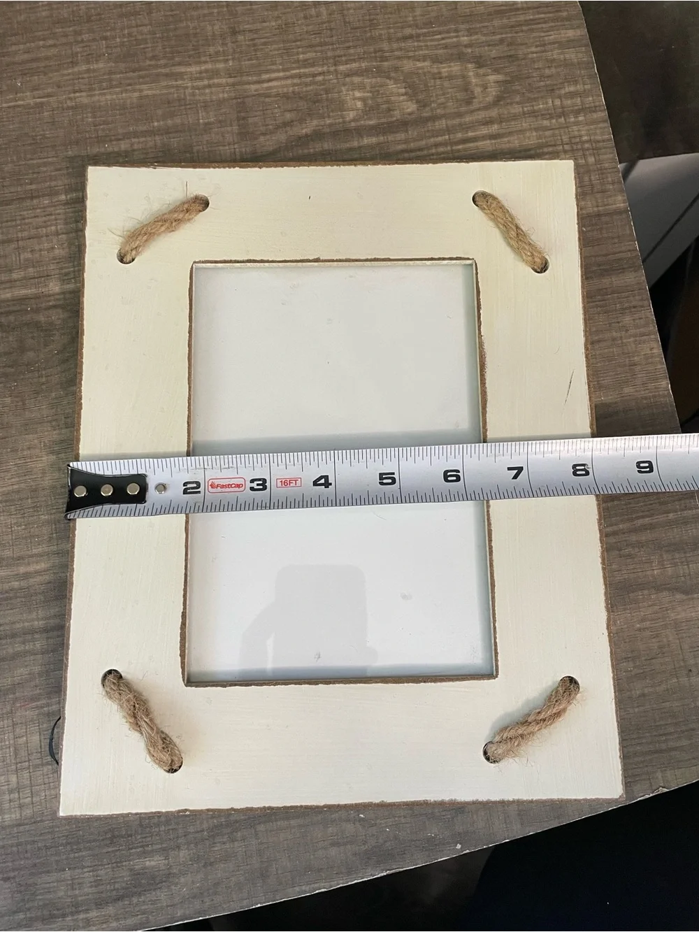 Sheffield Home Distressed White Wood Picture Frame with Rope Accents – Farmhouse